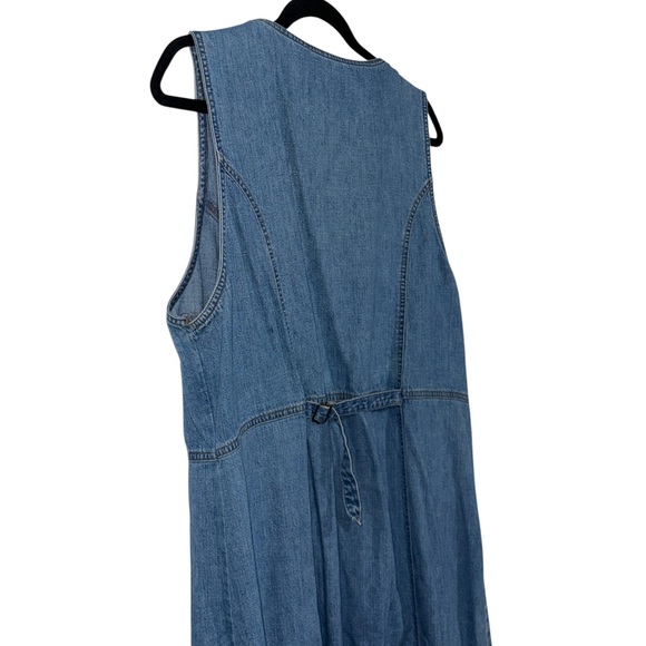 Vintage EDDIE BAUER Maxi Sleeveless Button Snap Down Denim Dress - Picture 4 of 6